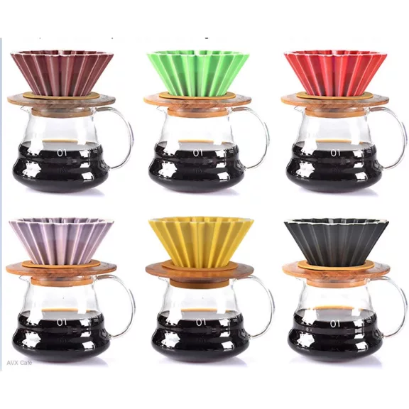 AVX-CDC001--2 Personal Ceramic Dripper+Wooden Holder-Purple
