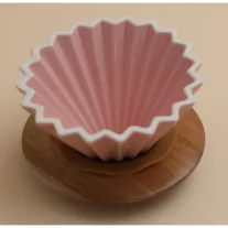 AVX-CDC001--2 Personal Ceramic Dripper+Wooden Holder-Pink