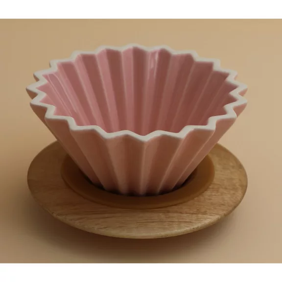 AVX-CDC001--2 Personal Ceramic Dripper+Wooden Holder-Pink