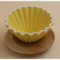 AVX-CDC001--2 Personal Ceramic Dripper+Wooden Holder-Yellow