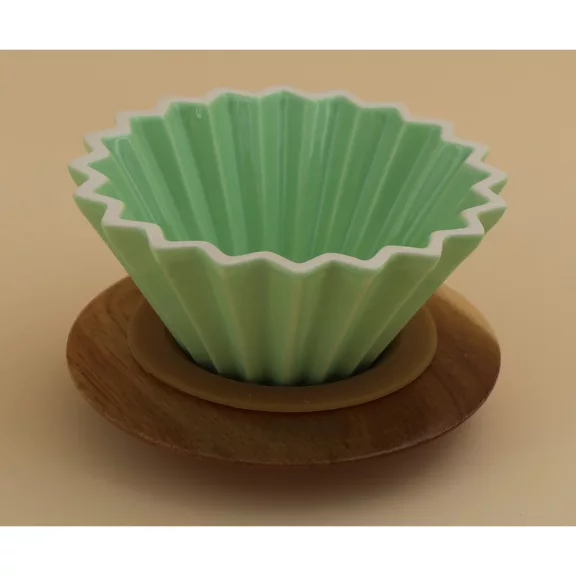 AVX-CDC001--2 Personal Ceramic Dripper+Wooden Holder-Green