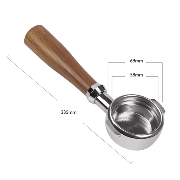 AVX 4095 AVX-Lelit 68/58mm Bottomless Portafilter Set with Redwood Handle