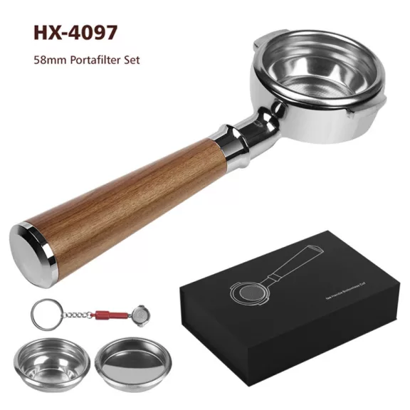 AVX 4097 AVX-Lelit 58mm Bottomless Portafilter Set with Redwood Handle