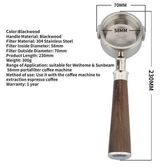 Saeco 4177 58mm Bottomless Portafilter with Blackwood Handle