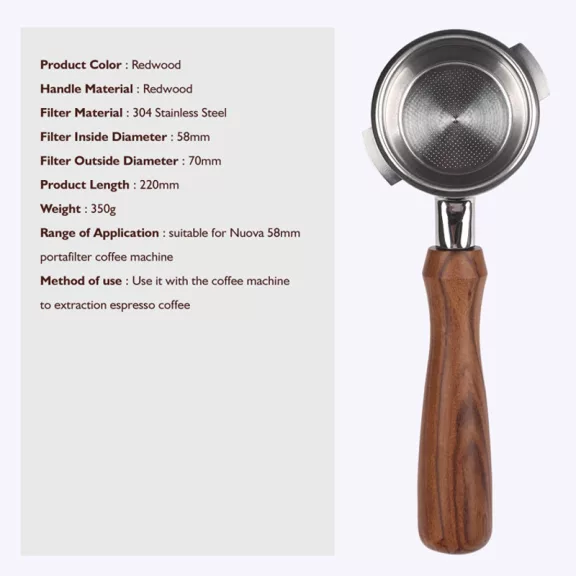 Simonelli 4152 58mm Bottomless Portafilter with Redwood Handle