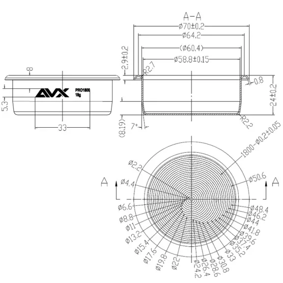 AVX PRO 1800 58mm 18g-os Precíziós Szűrőkosár