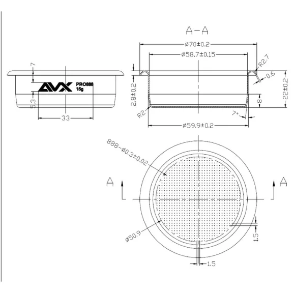 AVX PRO 888 58mm 15g Precision Filter Basket