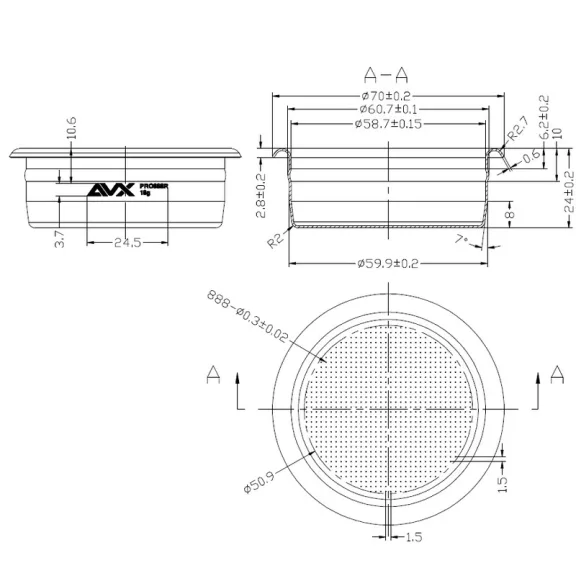 AVX PRO 888R 58mm 18g-os  Precíziós Szűrőkosár
