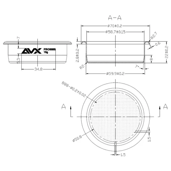 AVX PRO 888S 58mm 15g Precision Filter Basket