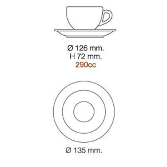 Nuova Point Palermo Latte 260ml Cup+Saucer Black