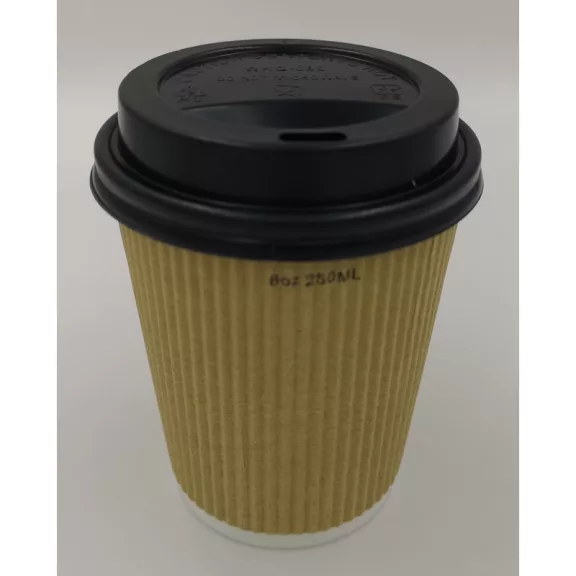 500pcs-Ripple brown 8oz-250/200ml Paper Cup