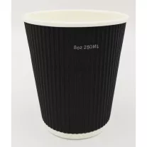 500pcs-Ripple black 8oz-250/200ml Paper Cup