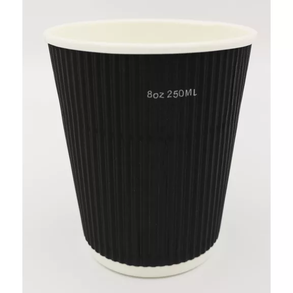 500pcs-Ripple black 8oz-250/200ml Paper Cup