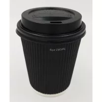 500pcs-Ripple black 8oz-250/200ml Paper Cup