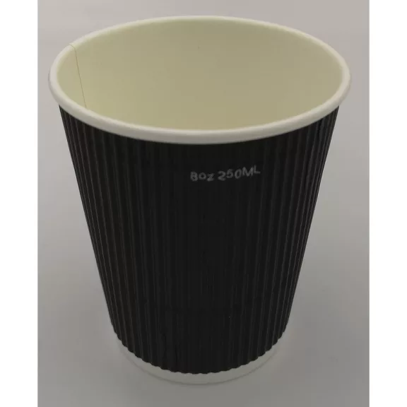 500pcs-Ripple black 8oz-250/200ml Paper Cup