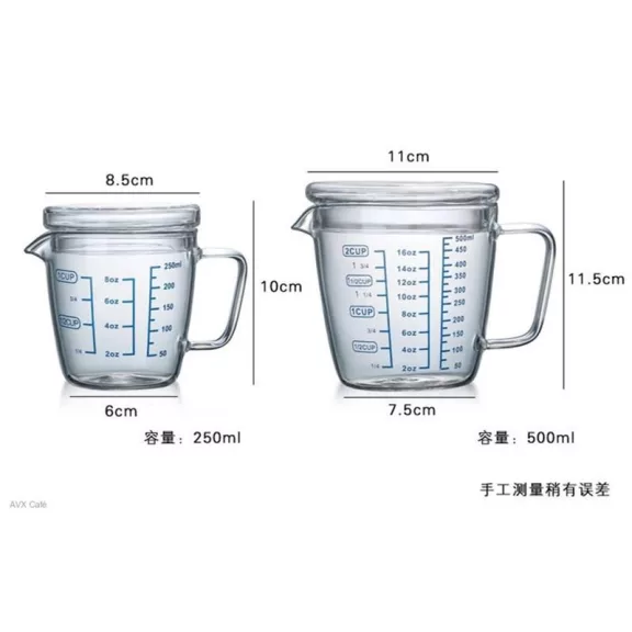 AVX MP500ml Glass Measuring Cup with Lid