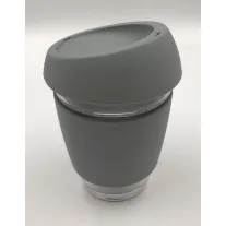 Borosilicate Glass Cup with Silicon lid 350ml grey