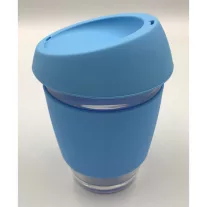Borosilicate Glass Cup with Silicon Lid 350ml-Blue