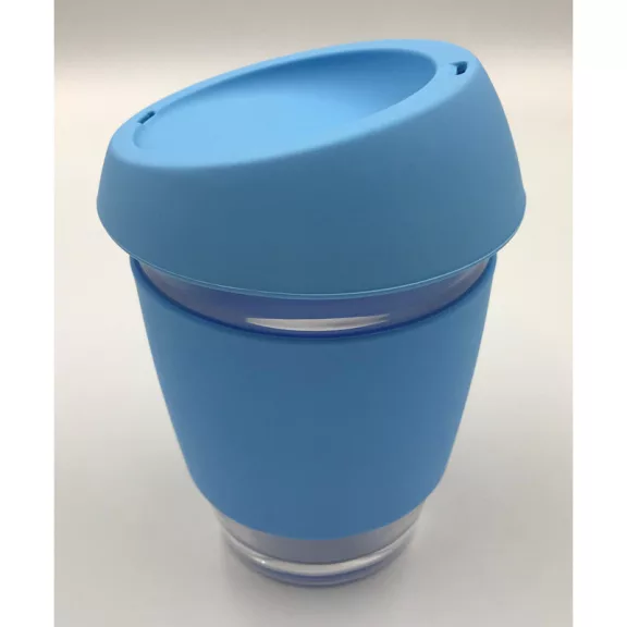 Borosilicate Glass Cup with Silicon Lid 350ml-Blue