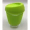 Borosilicate Glass Cup with Silicon Lid 350ml Green