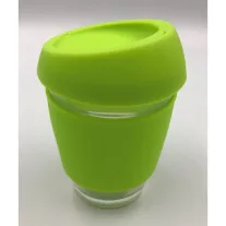 Borosilicate Glass Cup with Silicon Lid 350ml Green