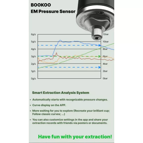 Bookoo EM Bluetooth Espresso Monitor Pressure Sensor + Bookoo Themis Bluetooth Barista scale