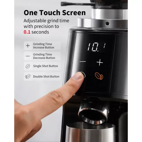 AVX CG301 64mm Titanium Coffee Grinder with pump bean container black