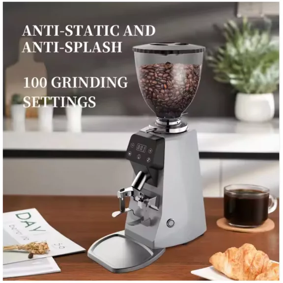 AVX CG305 64mm Titanium Coffee Grinder with pump bean container silver