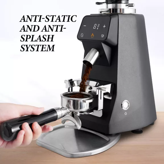 AVX CG305 64mm Titanium Coffee Grinder with pump bean container black