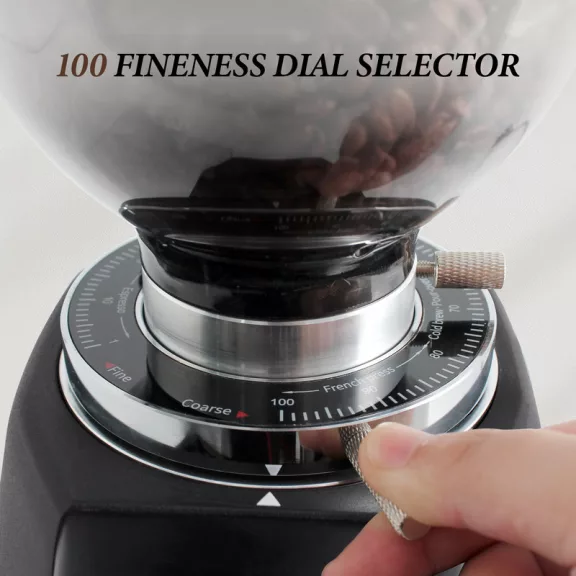 AVX CG305 64mm Titanium Coffee Grinder with pump bean container black