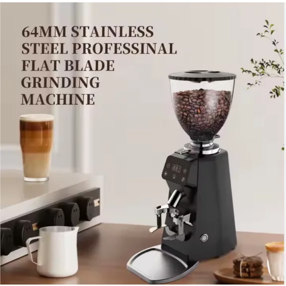 AVX CG305 64mm Titanium Coffee Grinder with pump bean container black