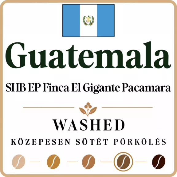 Guatemala SHB EP Finca El Gigante Pacamara washed Specialty 87p Pörkölt kávé 500g-KS Guatemala SHB EP Finca El Gigante Pacamara washed Specialty 87p Pörkölt kávé 500g-KS