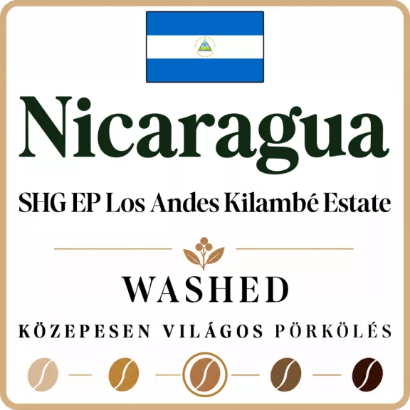 Nicaragua SHG EP Los Andes Kilambé Estate washed Specialty-87p Pörkölt kávé 500g-KV Nicaragua SHG EP Los Andes Kilambé Estate washed Specialty-87p Pörkölt kávé 500g-KV