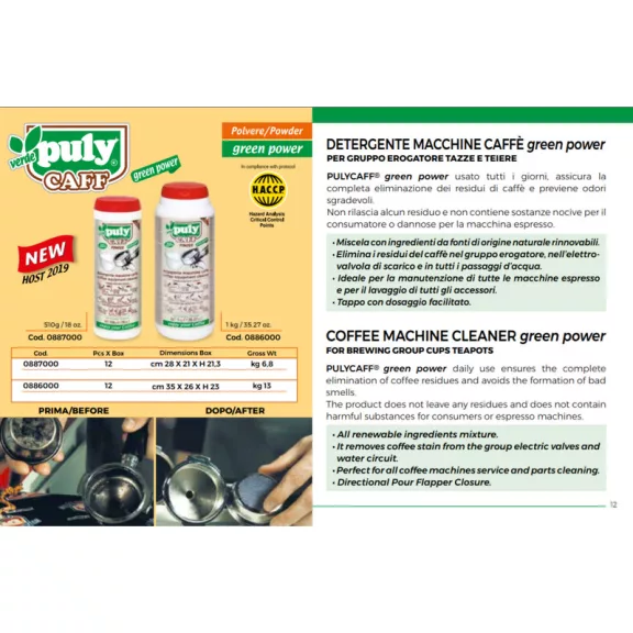 Puly Caff Verde Polvere Coffee Machines Cleaner Powder 1kg