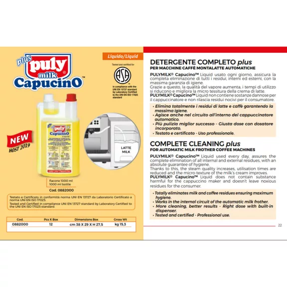 Puly Cappuccino Cleaner for Automatic Coffee Machines with Cappuccino set 2*1l-For Sale