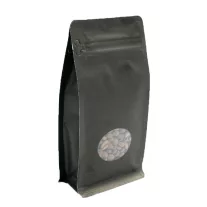 125 gr zipper-windowed coffee bag with Black Box Bottom