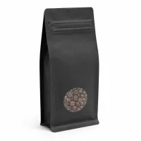 125 gr zipper-windowed coffee bag with Black Box Bottom
