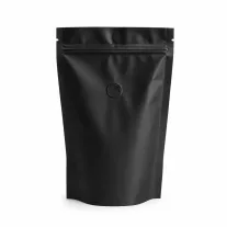 1kg  Zipper+ Valve Coffee Bag-Matt Black Stand Up Pouch