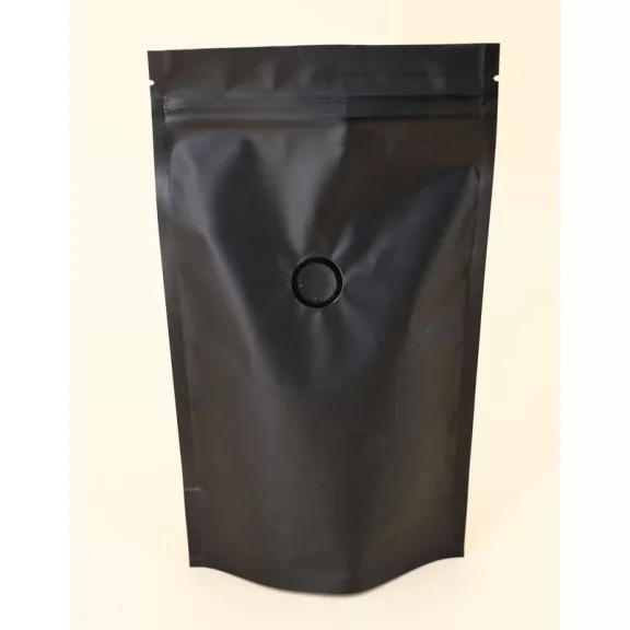 1kg  Zipper+ Valve Coffee Bag-Matt Black Stand Up Pouch