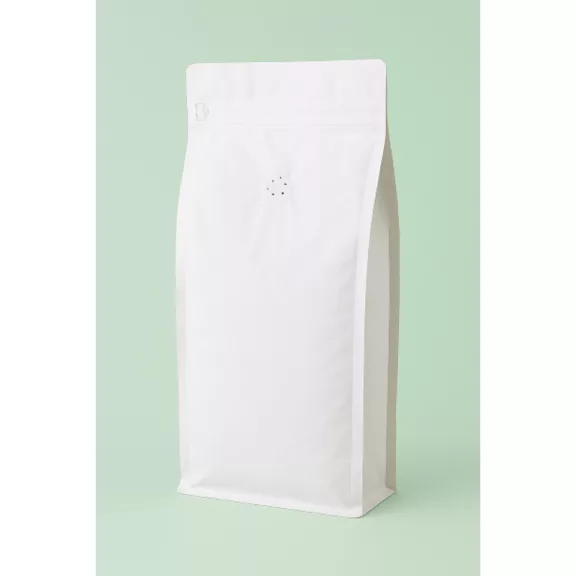 1kg Zipper + Valve Box Bottom coffee bag White EVOH 1kg Zipper + Valve Box Bottom coffee bag White EVOH