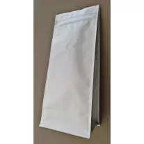1kg Zipper + Valve Box Bottom coffee bag White EVOH
