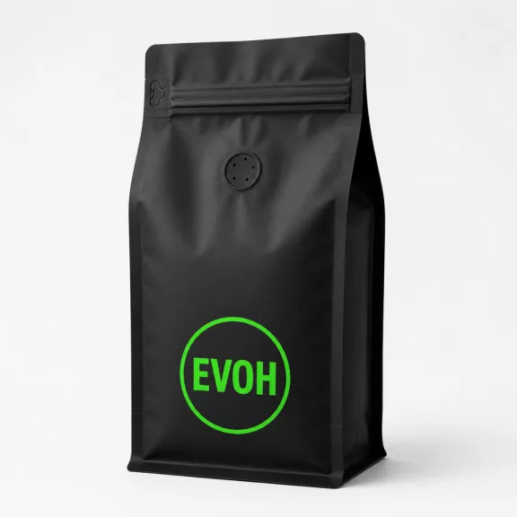 1kg Zipper + Valve Box Bottom coffee bag Black EVOH 1kg Zipper + Valve Box Bottom coffee bag Black EVOH