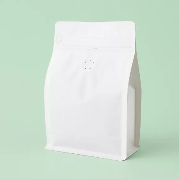 250 gr MF Zipper + Valve Box Bottom coffee bag White EVOH