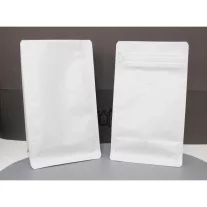 250 gr MF Zipper + Valve Box Bottom coffee bag White EVOH