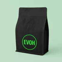   250 gr MF Zipper + Valve Box Bottom coffee bag Natural Black EVOH
