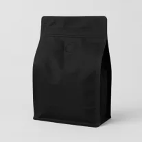   250 gr MF Zipper + Valve Box Bottom coffee bag Natural Black EVOH