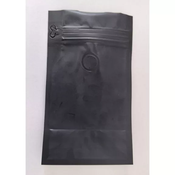 250 gr MF Zipper + Valve Box Bottom coffee bag Natural paper Black