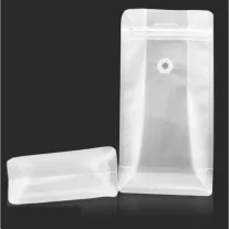  250 gr MF Zipper + Valve Box Bottom coffee bag Natural paper White