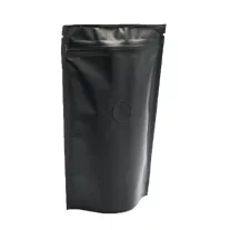250 gr Zipper + Valve Coffee Bag- Black Stand Up Pouches