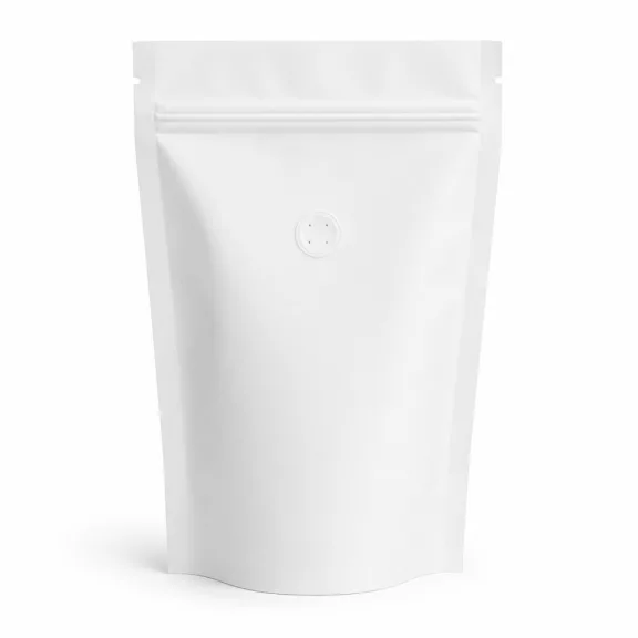500 gr Zipper + Valve Coffee Bag -White Stand Up Pouches 500 gr Zipper + Valve Coffee Bag -White Stand Up Pouches